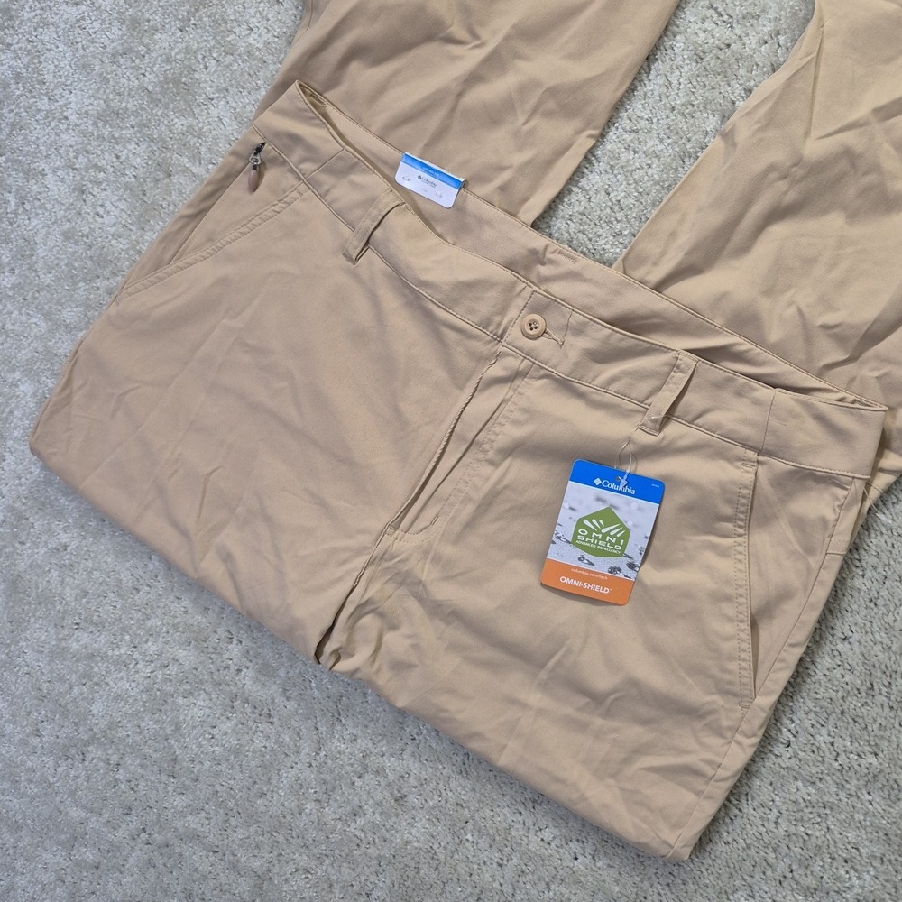 Columbia Leslie Falls Hiking Pants Womens 14 Trousers Beige Outdoor Utility Work